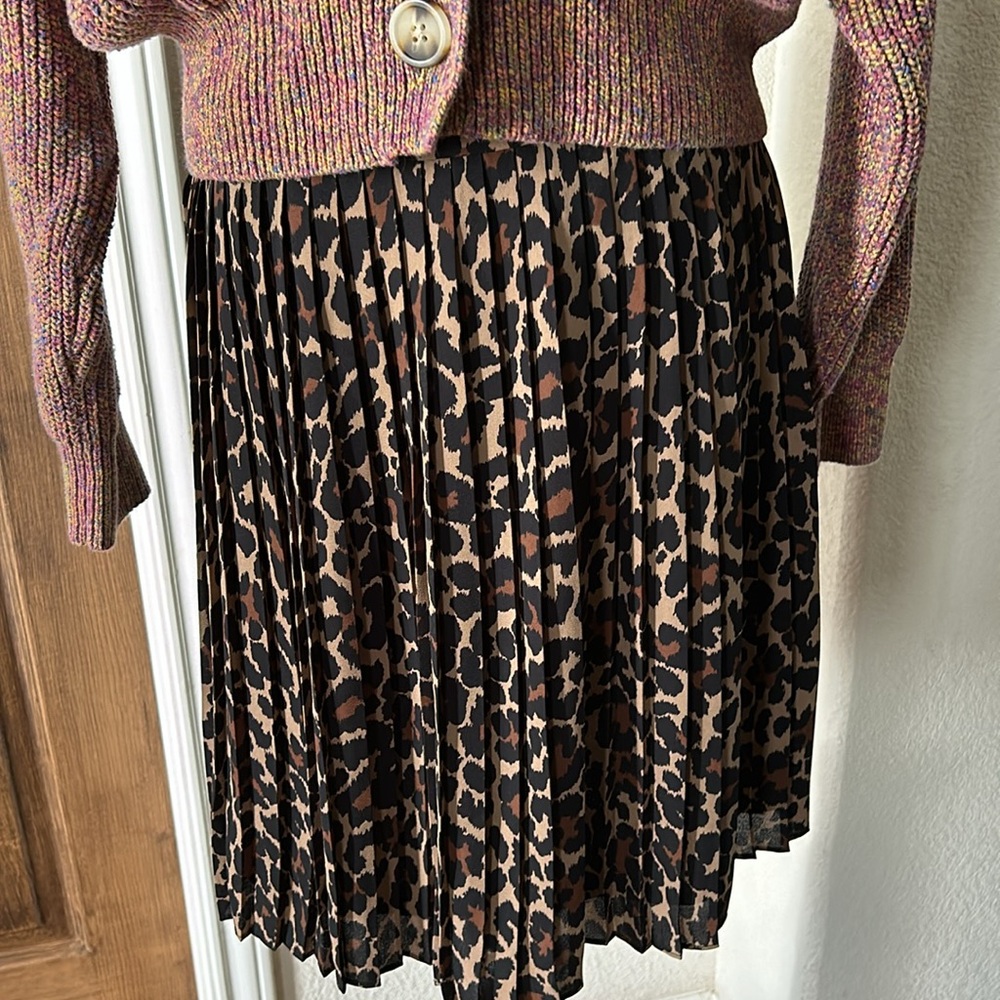 J. Crew Pleated Leopard Skirt Mini Animal Print Date Night Size 4